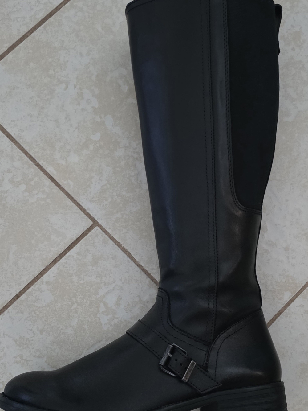 bussola Black, Leather, Up To The Knee Boots with Ankle Buckle